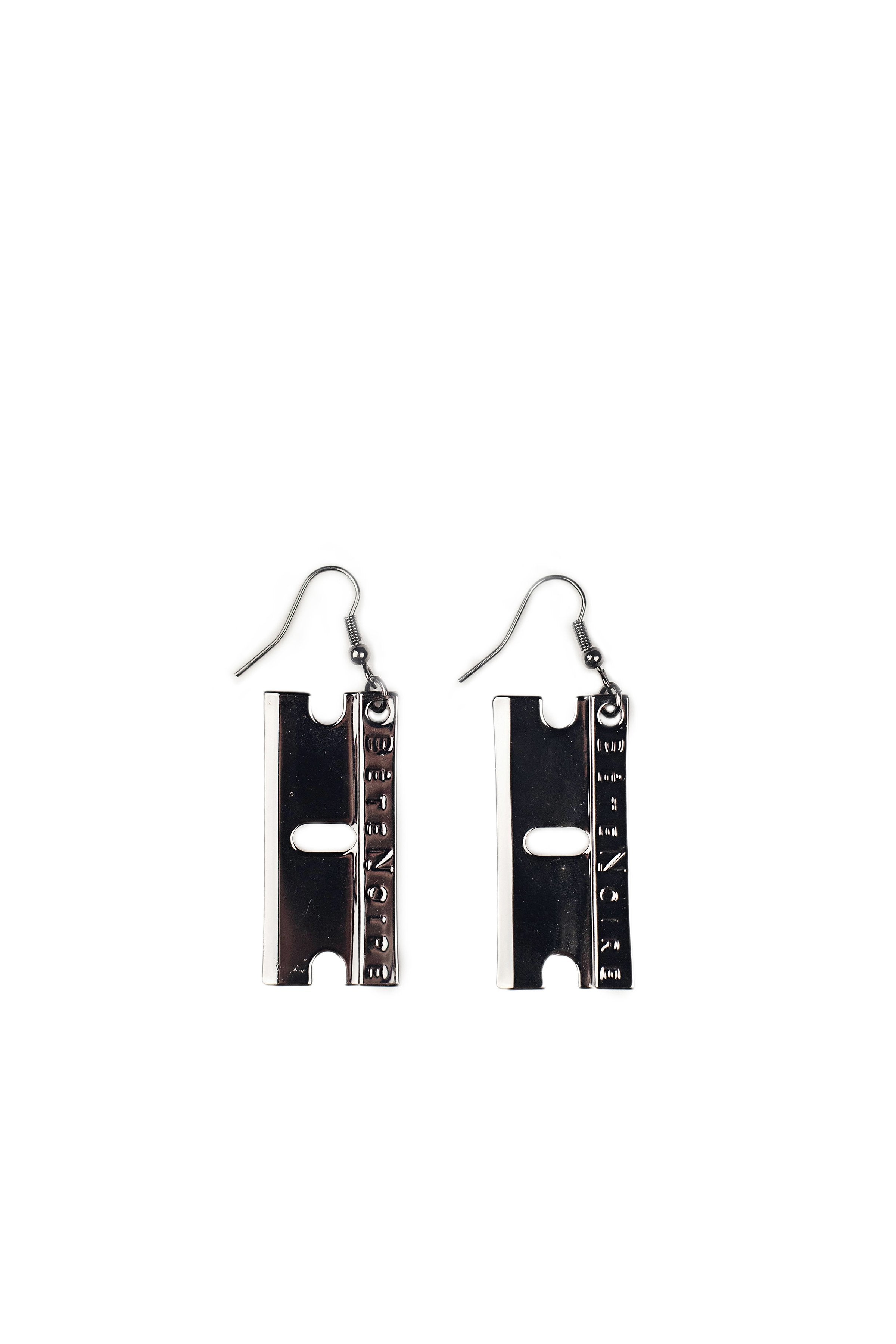 Bête Noire Relentless Razor gunmetal razor blade earrings