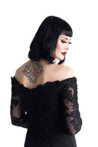 Lace sleeve detail on Apparition gothic wedding gown
