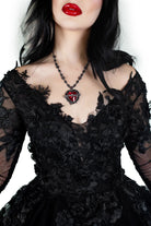 Close up of crystal and bead lace bodice on Beau Deuil gown