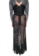 Elastic waistband detail on Blasphemy maxi skirt