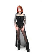 Black mesh mermaid maxi skirt with gothic silhouette
