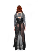 Back view of Blasphemy sheer mesh maxi skirt