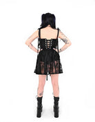 Back view of Eternal Flame mini skirt with elastic waistband