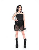 Bête Noire Eternal Flame sheer mini skirt with sacred heart lace