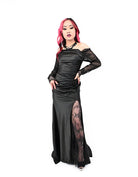 Bête Noire Excommunicated black satin mermaid gown with lace sleeves