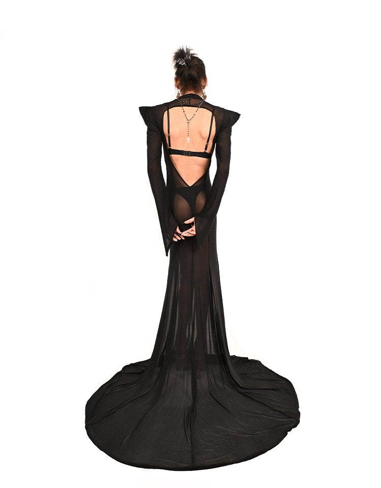 Back view of Midnight Mass dress with open back