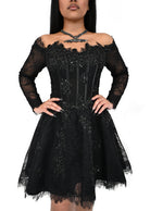 Close up of sheer corset bodice and boning on Nocturne dress