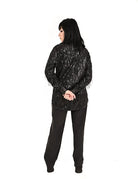 Back view of Obscura black long sleeve sequin button up
