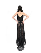 Back view of Perdition lace dress with corset closure