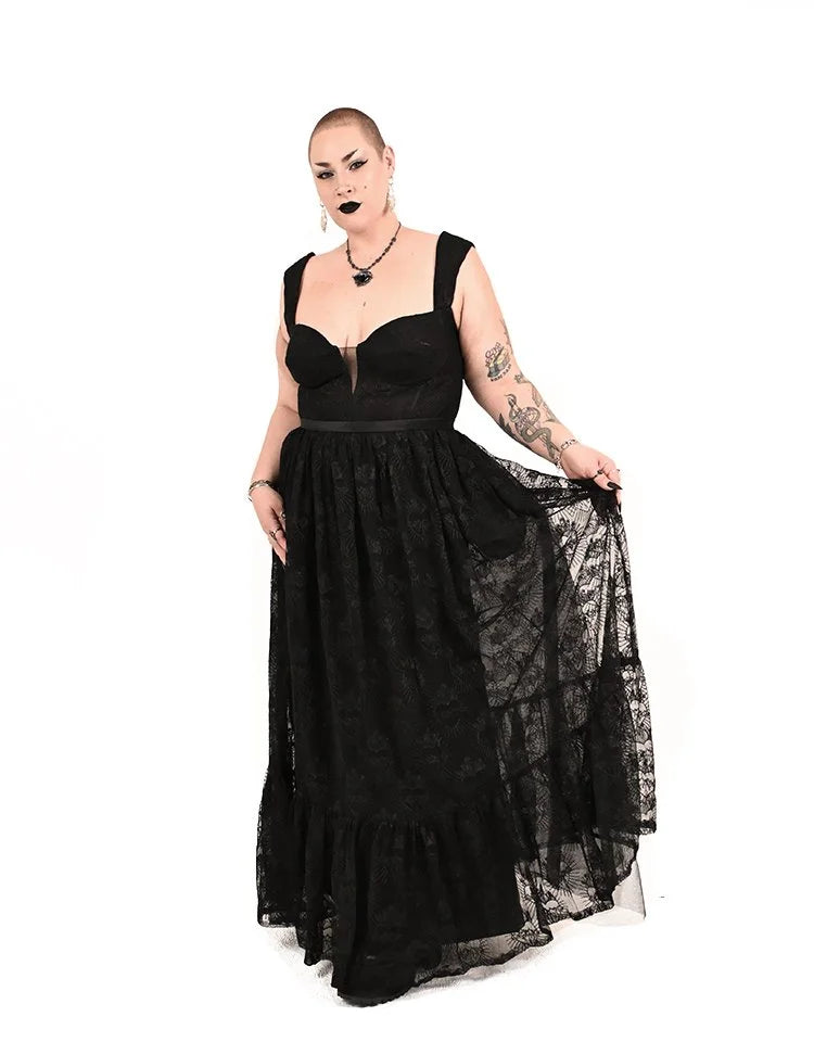 Bête Noire Purgatory dress with sacred heart lace and sheer corset bodice