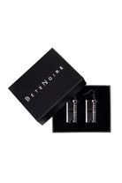 Pair of Relentless Razor blade earrings in gunmetal finish