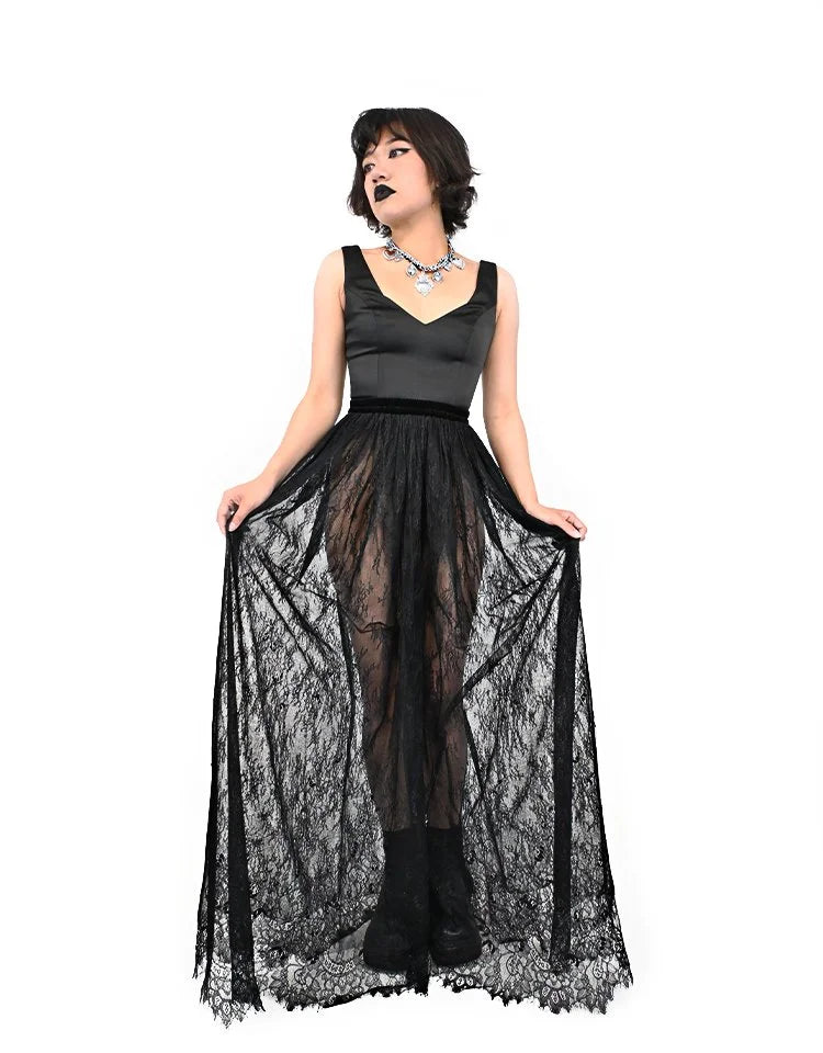 Bête Noire Revenant black lace gothic maxi skirt
