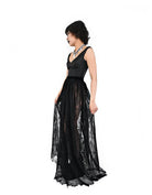 Revenant lace maxi skirt styled with gothic outfit