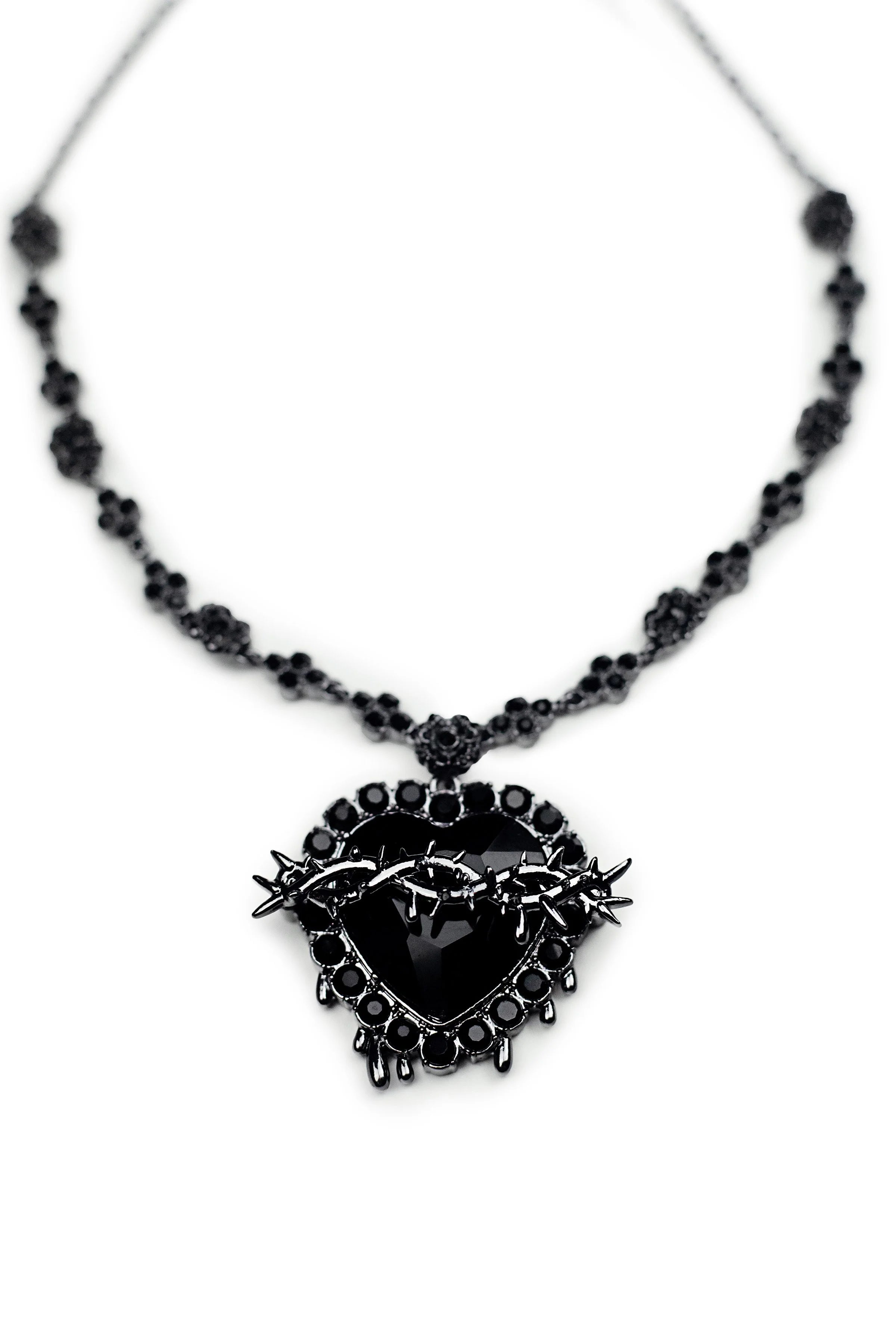 Nickel free brass Sacred Heart necklace with gothic design