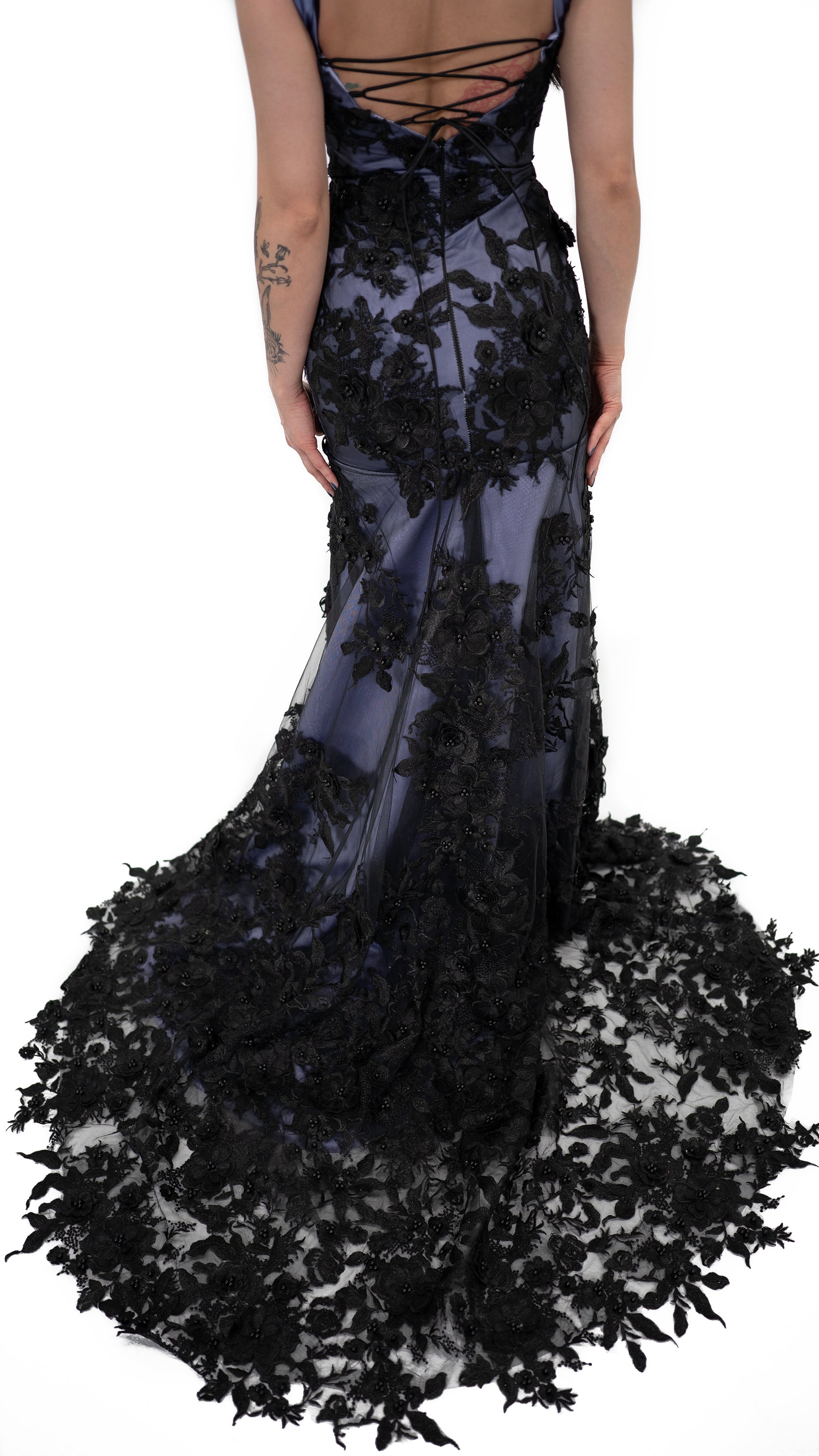 Thorne gown alternative bridal lace detail black and purple